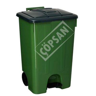 85 lt. Köşeli Pedallı Tekerli Plastik Çöp Kovası
